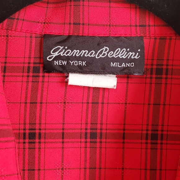 💝 VTG GIANNA BELLINI RED & BLACK POLYESTER BLOUSE - Picture 8 of 8